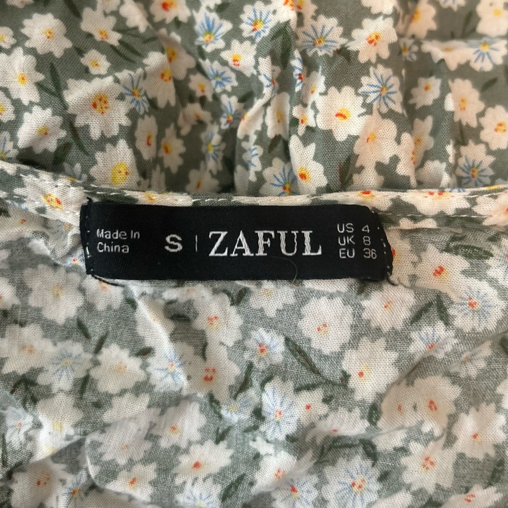 Zaful tiny flower V-neck long sleeve mini dress S - Picture 4 of 11